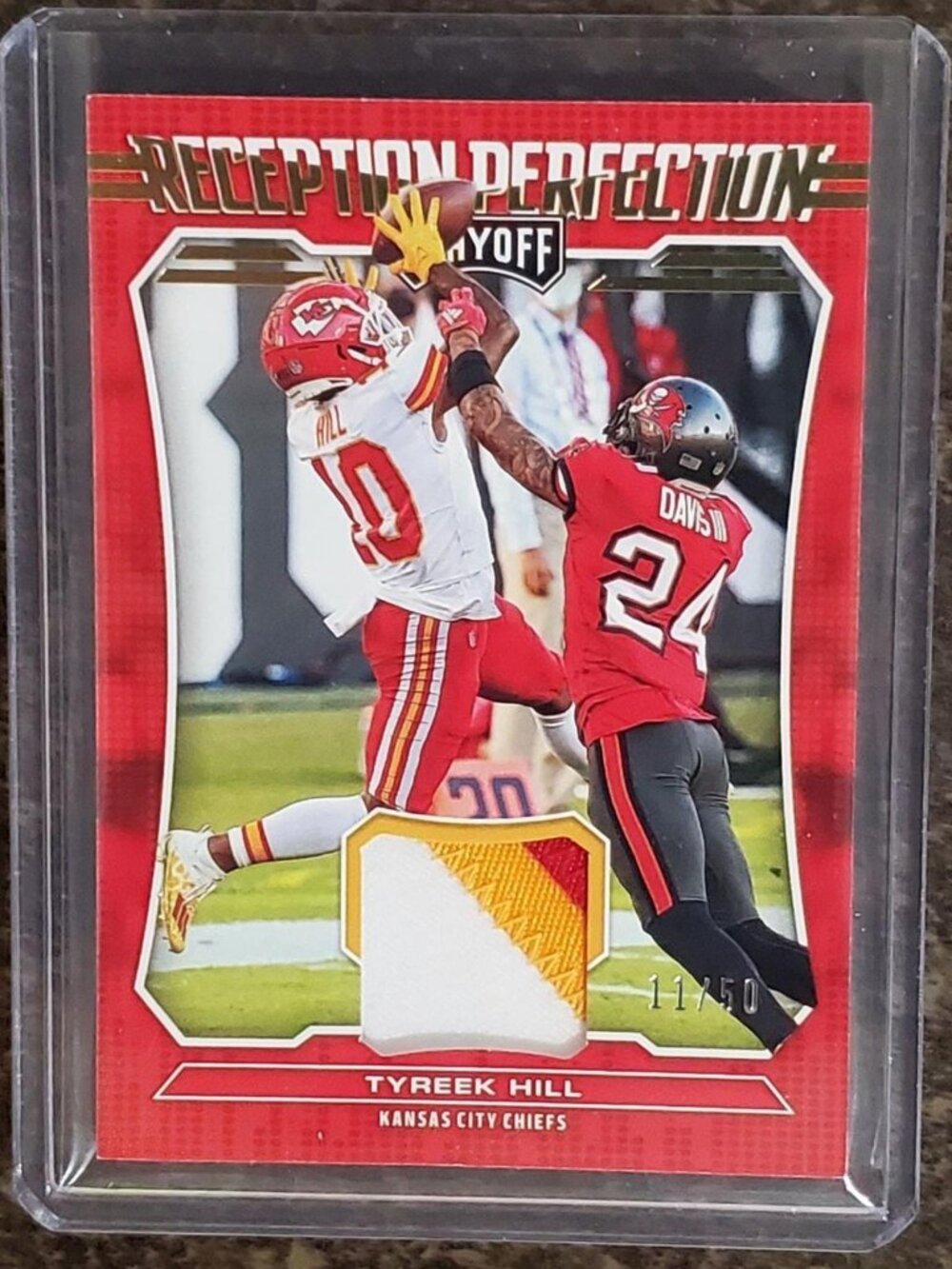 Tyreek Hill 2021 Playoff Reception Perfection 11/50 Pack Fresh Sleeved And Cradl